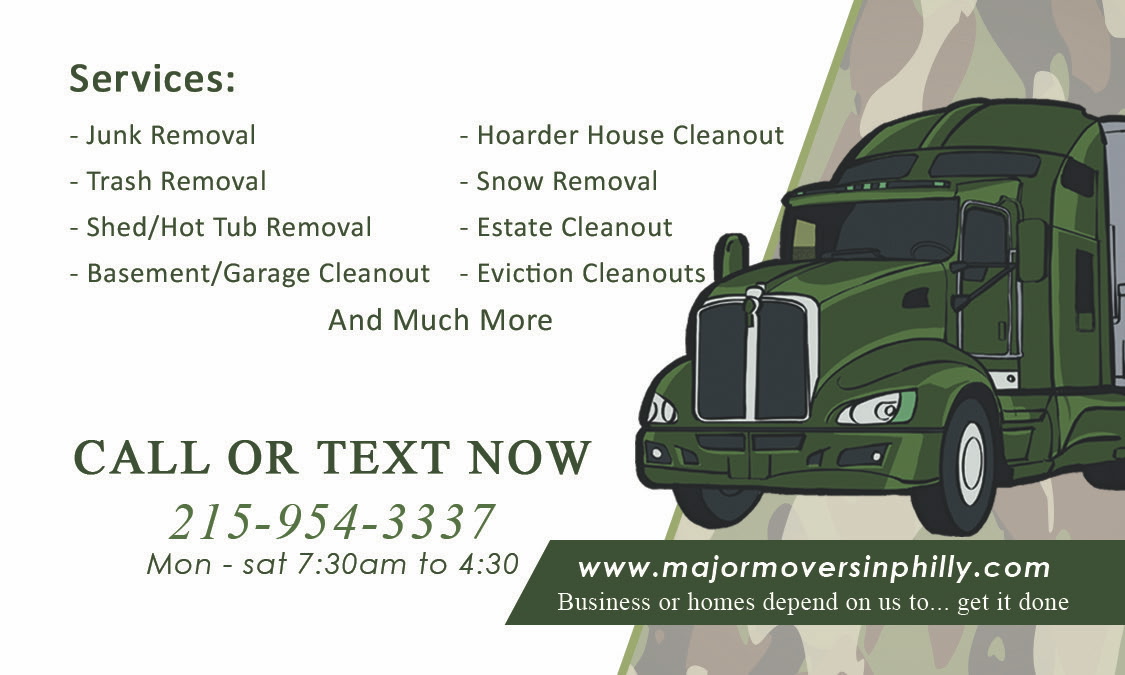 Major Movers in Philly services business card with phone number