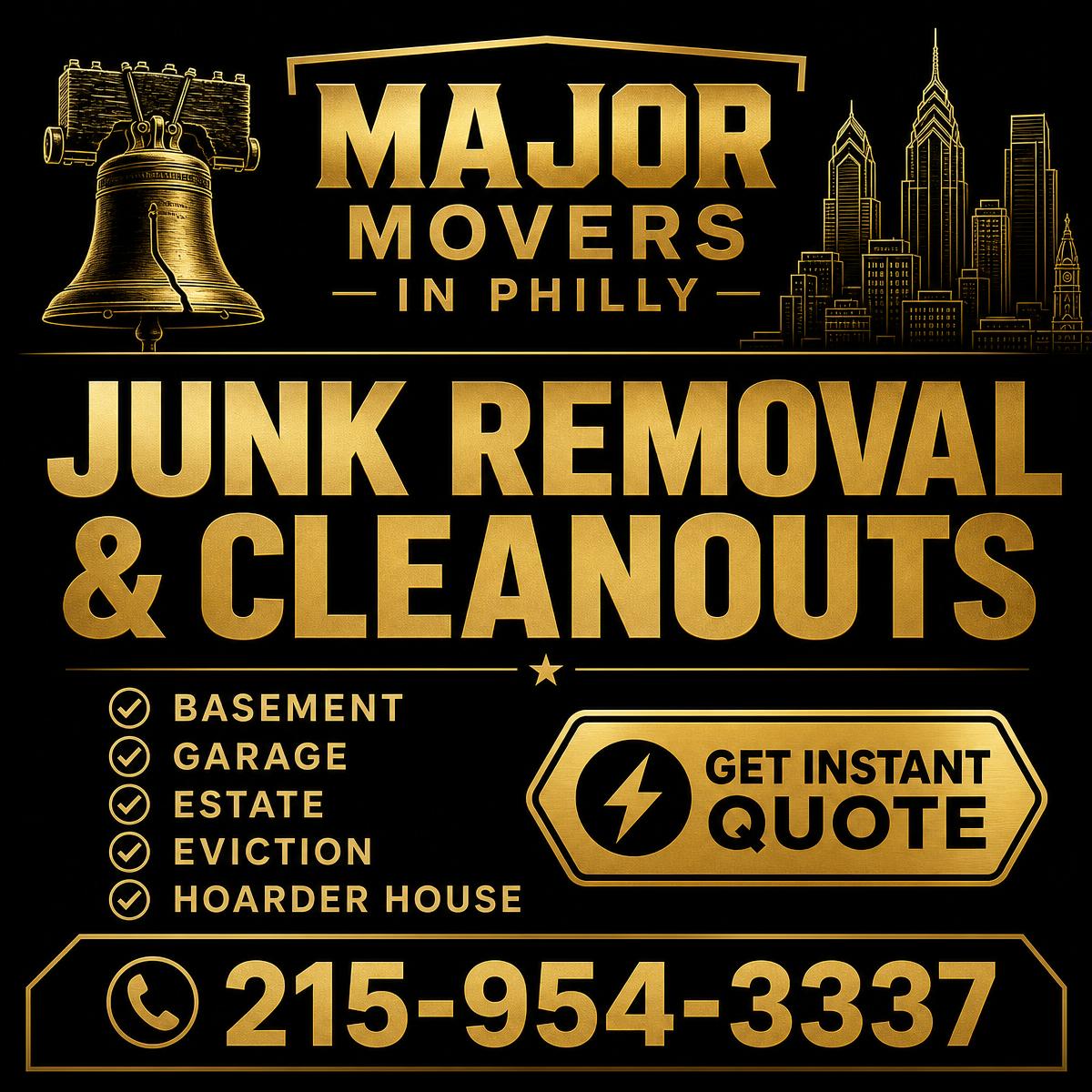 Major Movers junk removal and cleanouts square social media ad